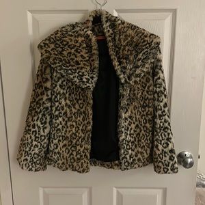 Alice + Olivia Leopard Print Faux Fur Coat